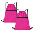 thumbnail image 1 of Djiypn Drawstring Backpack Bag, Waterproof Draw String Back Sack with Zip Pocket, Gym Bags Beach Swim Bag for Men Women, Hot Pink, 1 of 7