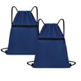 thumbnail image 1 of Djiypn Drawstring Backpack Bag, Waterproof Draw String Back Sack with Zip Pocket, Gym Bags Beach Swim Bag for Men Women, Navy, 1 of 7
