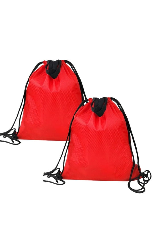 Drawstring Backpack Sports Water Resistant String Bag Sport Gym Sackpack for Women Men Large with Handle, Red
