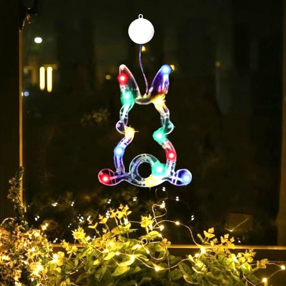 Djiypn Easter Tinted Window Lights - Battery Operated Decorative Suction Cup Bunny Lights for Festive Indoor Decor, Perfect for Homes and Holiday Gatherings - Ideal Gift for Family and Friends
