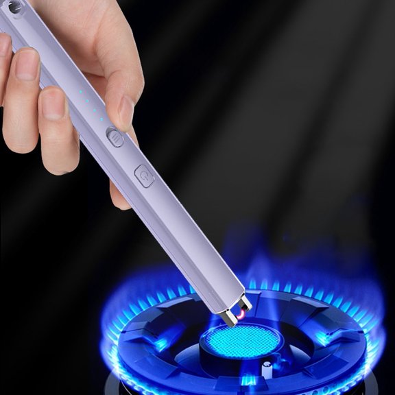 Djiypn Electric Candle Lighter, Windproof Flameless USB Rechargeable Long Lighter for Grill Firework Kitchen Camping (Purple)