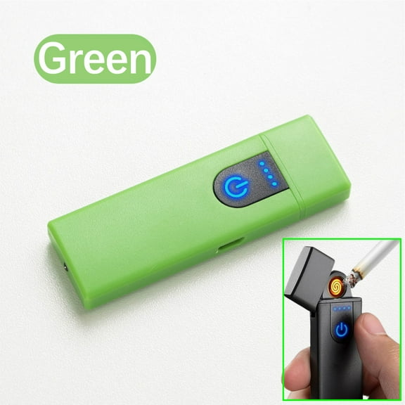 Djiypn Electronic Lighter, Smart Electric Lighter, Mini USB Rechargeable Lighter Touch Ignition Windproof Flameless Lighter Lightweight Lighter with Battery Indicator (Green)