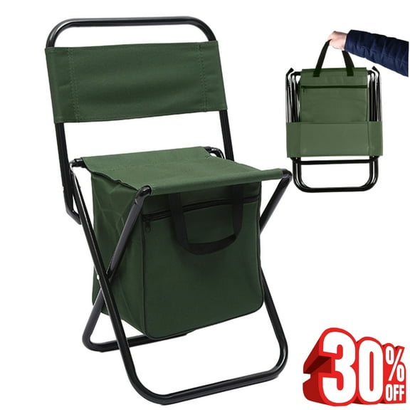 Djiypn Fishing Chair With Storage Bag ,Outdoor Folding Chair Compact Fishing Stool Portable Camping Stool Backpack Chair With Oxford Cloth For Beach/Outing /Family,metal,Green