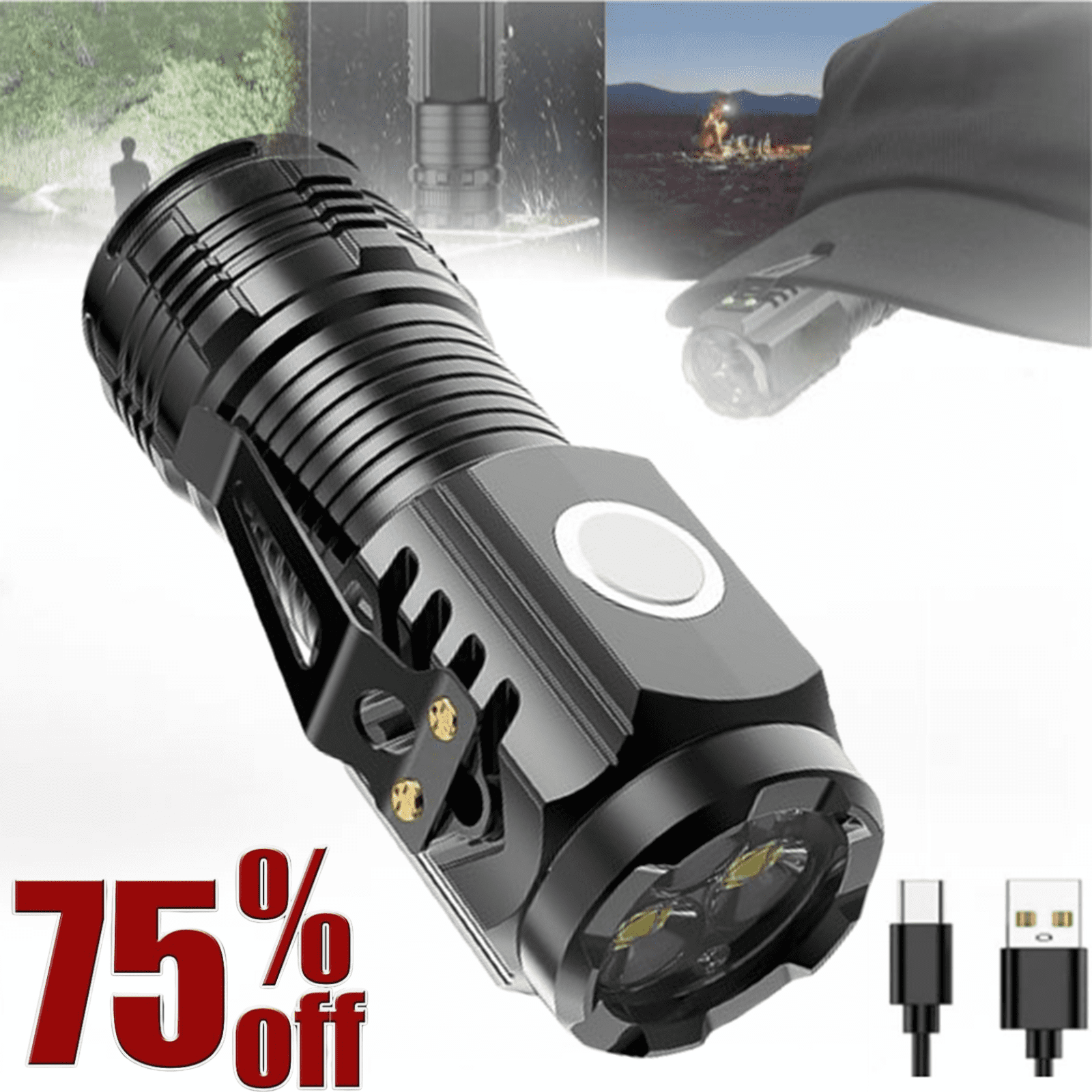 Djiypn Flashlight LED Portable Toggle Clip Mini Light Source Lamp 20W ...