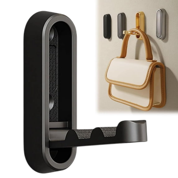 Djiypn Foldable Coat Hooks, Invisible Folding Retractable Wall Hooks, 1Pack Retractable Hook, Foldable Wall Hooks for Hanging Coats, Scarves, Hats, Bathrobes, Keys, Bags (Black)