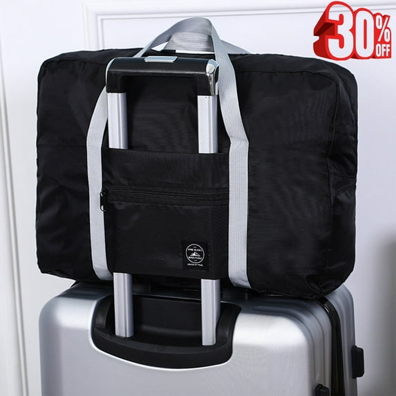 Djiypn Foldable Travel Duffel Bag Tote Carry on Luggage Bag - Sports Gym Bag Water Resistant Weekender Overnight Bags for Women and Men, Black