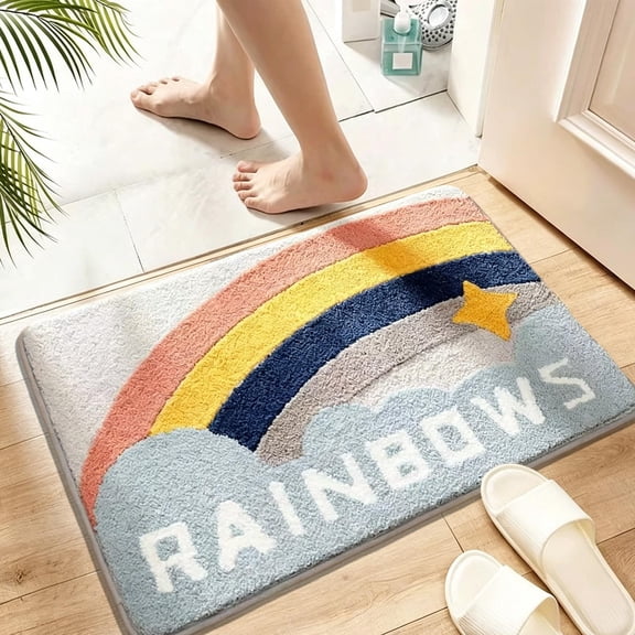 Djiypn Funny Boho Rainbows Door Mat, Colorful Doormat for Front Indoor Outdoor Outside Entrance Entryway, 16x24 Inches