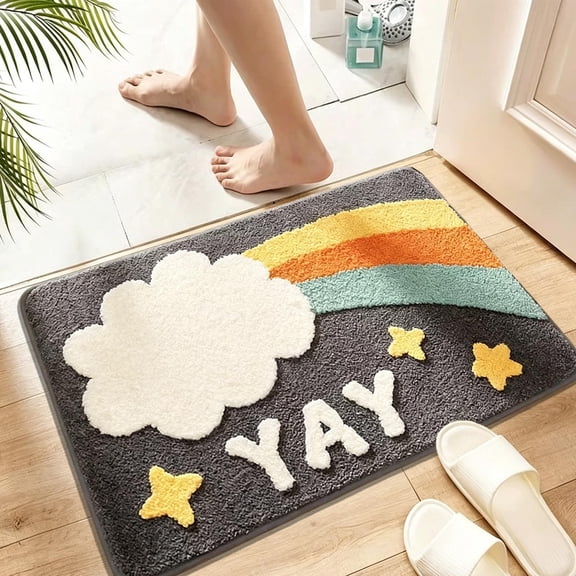 Djiypn Funny Boho Rainbows Door Mat, Colorful Doormat for Front Indoor Outdoor Outside Entrance Entryway, 16x24 Inches
