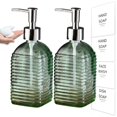 thumbnail image 1 of Djiypn Hand Soap Dispenser, Soap Dispenser for Bathroom 2 Pack, 15 Fl Oz Glass Soap and Lotion Dispensers Set with Pump, Boho Refillable Liquid Dish Soap Dispensers Bottle, Green, 1 of 7