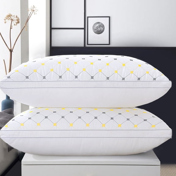 Djiypn Hotel Collection Bed Pillows for Sleeping 2 Pack Standard Size Comfort Pillows Set of 2 for Back/Stomach/Side Sleepers, Soft Down Alternative Microfiber Filled Pillows(17"x 26", White)