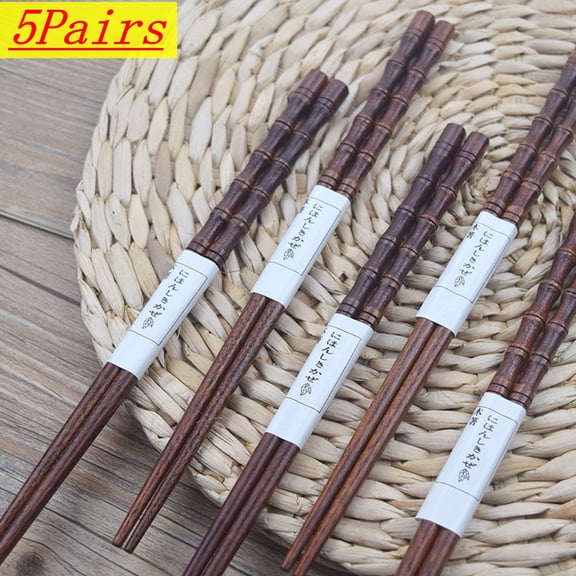 Djiypn Hotel wooden chopsticks (5pc) - square pointed, sushi chopsticks, hand carved with fine hammer patterns,Wood,color,74g