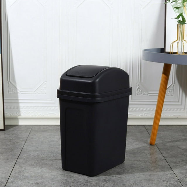 Djiypn Household garbage bin black,Plastic,Black,590g