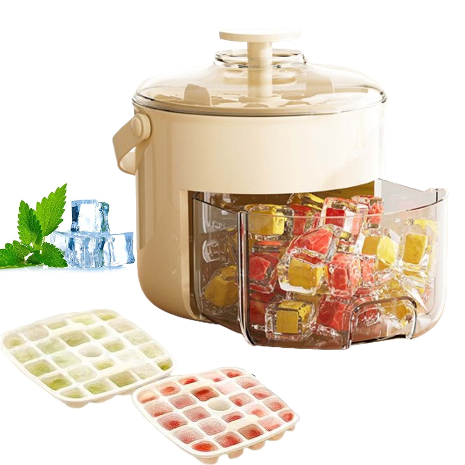 Djiypn Ice Cube Tray with Lid and Bin Ice Cube Trays for Freezer Ice Tray Ice Mold Ice Maker BPA-Free Stackable Storage Container with Tray Ice Storage Bin Easy Press Release Molds