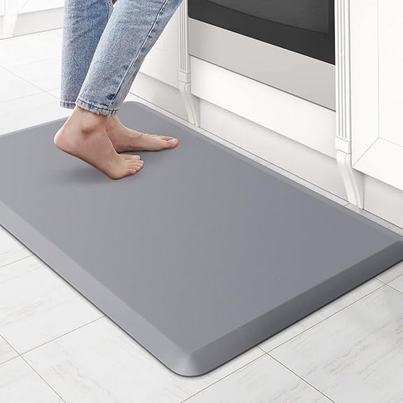 Djiypn Kitchen Mat, Kitchen Rugs Cushioned Anti Fatigue Rug 17.3"x28" Waterproof Non Slip Kitchen Standing Desk Mat Comfort Floor Mats for Kitchen House Sink Office (Gray, 1Pack)