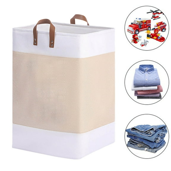 Djiypn Large Collapsible Laundry Basket Hamper with Easy Carry Handles,Freestanding Clothes Hampers for Laundry, Bedroom, Dorm, Towels, Toys, 55L, Beige