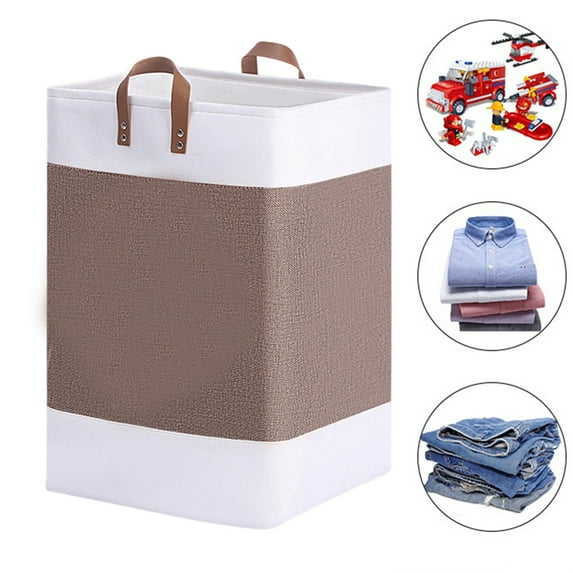 Djiypn Large Collapsible Laundry Basket Hamper with Easy Carry Handles,Freestanding Clothes Hampers for Laundry, Bedroom, Dorm, Towels, Toys, 55L, Coffee