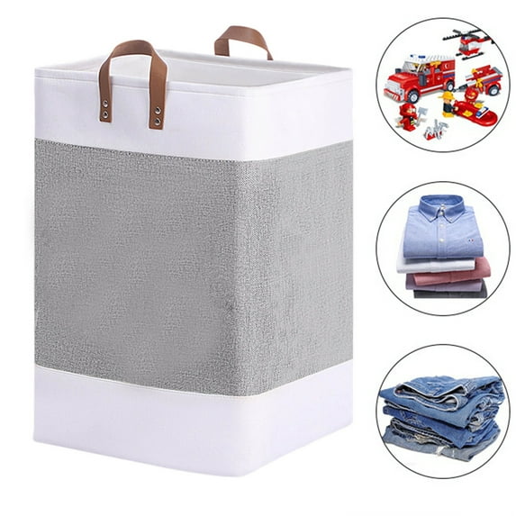 Djiypn Large Collapsible Laundry Basket Hamper with Easy Carry Handles,Freestanding Clothes Hampers for Laundry, Bedroom, Dorm, Towels, Toys, 55L, Grey