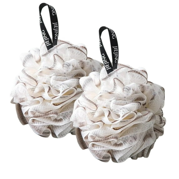 Djiypn Loofah Sponge, 2 Pack Shower Loofah, Bath Shower Loofah for Men, Women, Shower Pouf with Soft Mesh for Exfoliating Body, Shower Essentials - Black