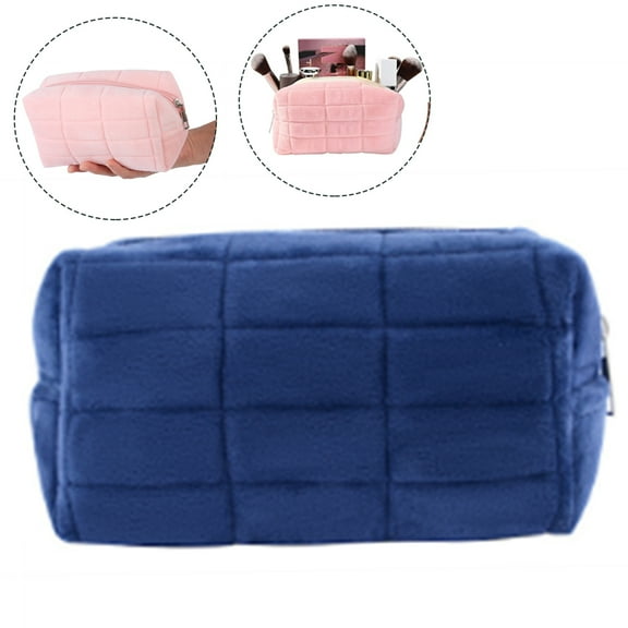 Djiypn Makeup Cosmetic Bag Small Checkered Pouch Make Up Purse Bag Y2k Accessories, Small Makeup Pouch for Travel Essentials Toiletries Accessories(Navy)