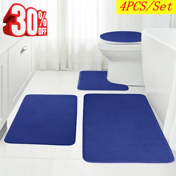Djiypn Memory Foam 3-Piece Mat Set, Toilet Lid Cover, 7-Piece Combo Mat, & U-Shaped Toilet Rug for Ultimate Relaxation