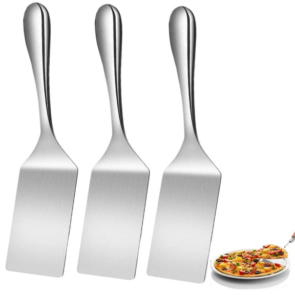 Djiypn Metal Spatula for Cast Iron Skillets and Flat Top Grills, Long Handle, Thick Stainless Steel Blade, Smash Burger Spatula Turner for Flipper, Cooking, BBQ, 9.8 x 2.5 Inch (3Pack)