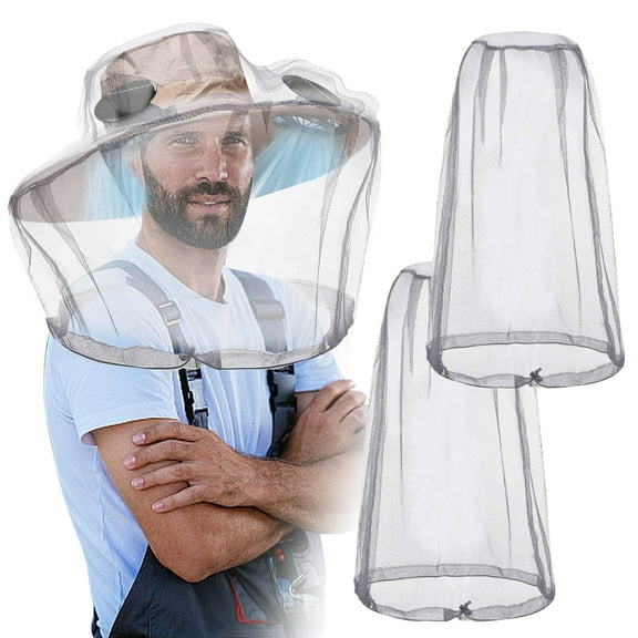 Djiypn Mosquito Head Net Mesh, Face Neck Fly Netting Hood from Flies Screen Net for Any Outdoor Lover- Fits Most Sizes of Hats Caps (Black)