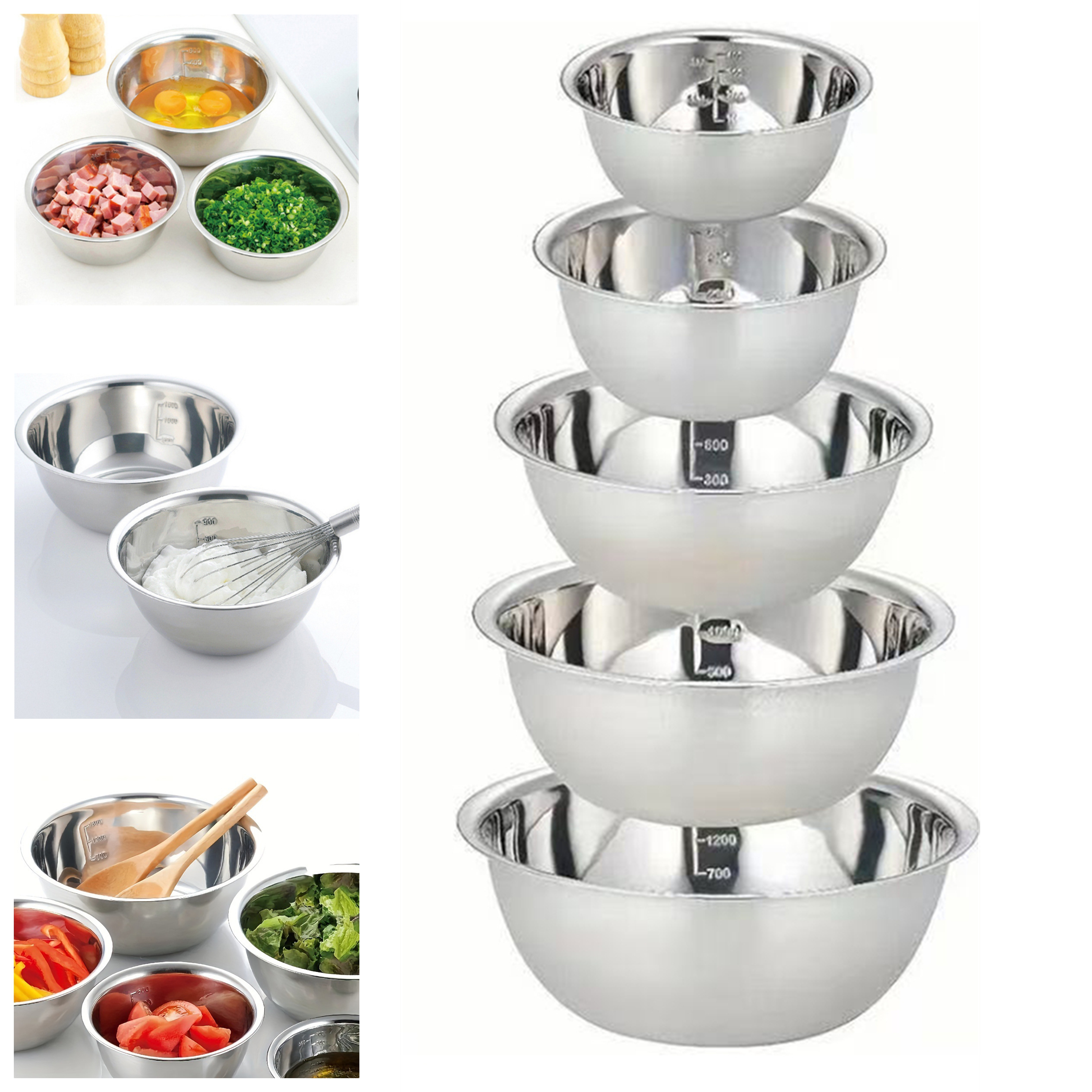 Mixing Large Djiypn Multi-functional Large Stainless Steel Mixing Bowl Set - Perfect ...