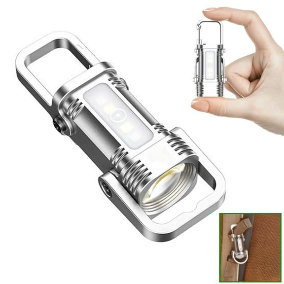 Djiypn Multifunctional Mini Keychain Flashlight with Clip - 7 Powerful LED Modes, USB Fast Charging, Waterproof Design for Outdoor Adventures, Ideal for Campers and Emergency Preparedness