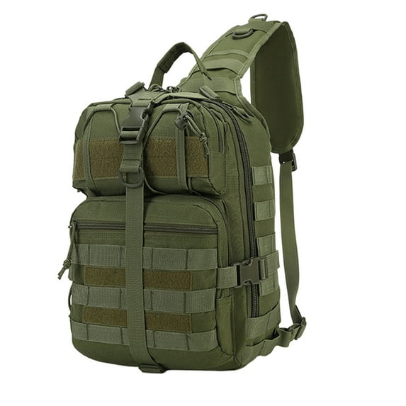 Djiypn Outdoor Sling Bag for Men, Small One Shoulder Bag Backpack, Travel Hiking Daypacks, Crossbody Chest Bag Pack for Hiking, Cycling, Hunting, Army Green