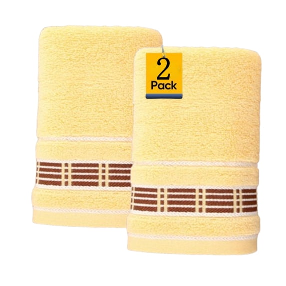 Djiypn Pack of 2 Washcloths, 29.5 x 13.5Inches, Lighter Weight, Quick to Dry, Super Soft & Absorbent, Face Towels, Hotel Quality, Perfect for Bathroom, Gym, Spa (Yellow, 2 Pack)