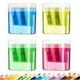 thumbnail image 1 of Djiypn Pencil Sharpener, Manual Pencil Sharpeners, 4PCS Dual Holes Pencil Sharpeners with Lid, Portable Pencil Sharpener for Travel Office, Colorful, 1 of 9