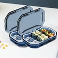 thumbnail image 1 of Djiypn Pill Organizer - Portable Pill Box Small Pill Container with 6 Compartment for Purse or Pocket, Excellent Pill Storage Case (2Pack, Blue), 1 of 7