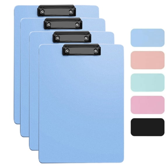 Djiypn Plastic Clipboard, Clip Boards for A5 Letter Size,Holds 100 Sheets 8.5x11 Inch Papers, 1 Pack Clipboards Folder for Office Supplies, 4pack-Light Blue