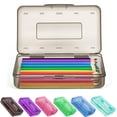 thumbnail image 1 of Djiypn Plastic Pencil Case Box with Lid Snap Closure, Large Capacity Storage Organizer Box for Home, Office, 1Pack-Coffee, 1 of 6