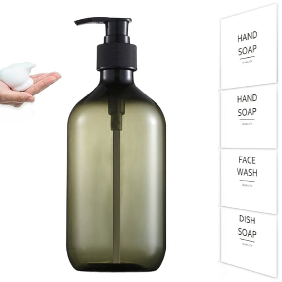 Djiypn Plastic Soap Dispenser, 1Pack Bathroom Hand Soap Dispensers with Pump, 10 Fl Oz Kitchen Hand and Dish Soap Dispenser Set, Modern Vintage Liquid Soap Dispensers Bottle, 300ml-Green
