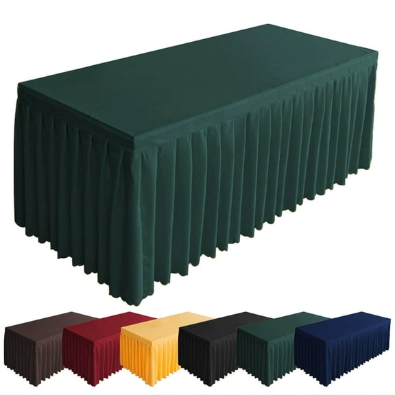 Djiypn Polyester Tablecloth, Elastic Tablecloth for 3.95FT Rectangle Tables, Waterproof Washable Table Cover Skirt for Outdoor, Wedding, Banquet & Parties (Green, 47.2"L x 15.7W x 29.5H)