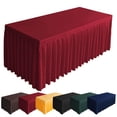 thumbnail image 1 of Djiypn Polyester Tablecloth, Elastic Tablecloth for 3.95FT Rectangle Tables, Waterproof Washable Table Cover Skirt for Outdoor, Wedding, Banquet & Parties (Wine, 47.2"L x 15.7W x 29.5H), 1 of 7