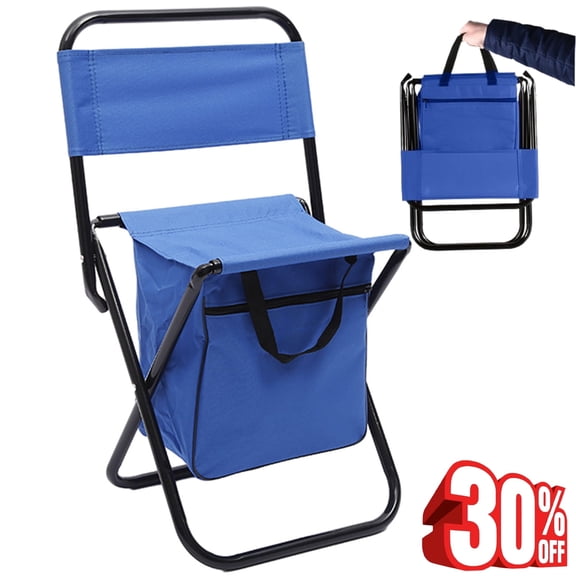 Djiypn Portable Foldable Camping Chair with Bag, Lightweight Backrest Stool Compact Folding Chair Seat, Outdoor Backrest Stool with Folding Storage Bag for Camping Hunting Fishing Hiking Green
