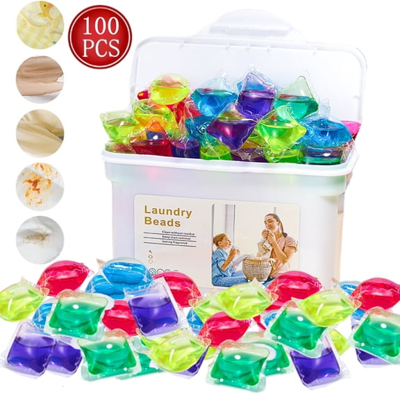 Djiypn Powerful Laundry Gel Pods - Advanced Stain Removing & Color Lock Technology for Fresh, Soft Clothes - Ideal for Household Laundry Needs