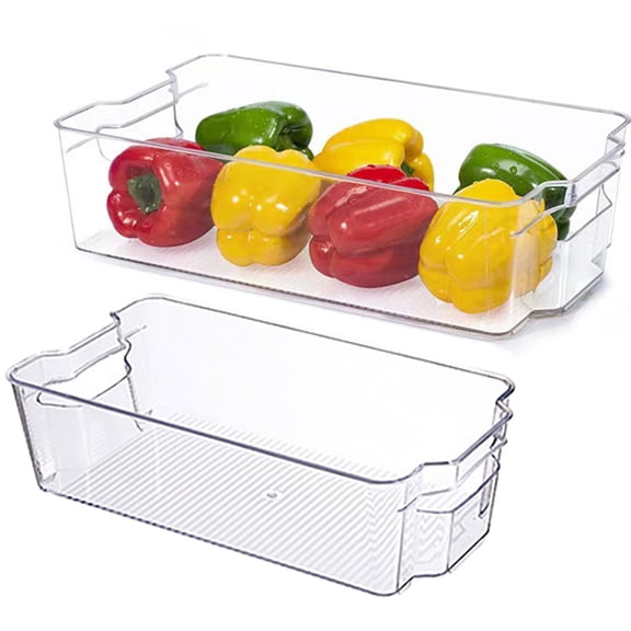 Djiypn Kitchen&Home Fridge Drawers - Clear Stackable Pull Out Organizer Bins - Food Storage Containers for Kitchen, Refrigerator, Freezer, Vanity Organization and Storage
