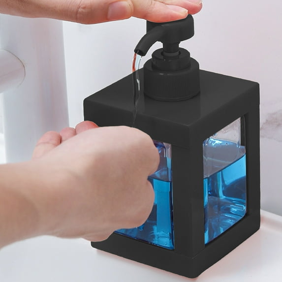 Djiypn Pump Bottle, Refillable Plastic Empty Lotion Soap Dispenser Liquid Container for Bathroom Shampoo and Body Wash, 16.9oz/500ml Black, 1-Pack