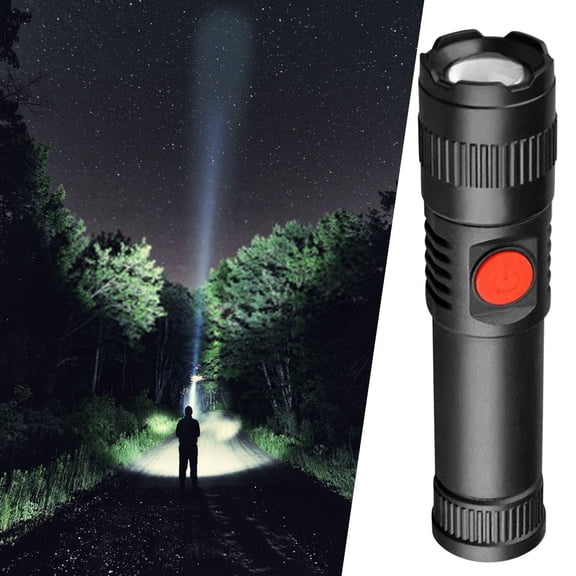 Djiypn Rechargeable Flashlight with Strong Light and Long Distance Shooting, Portable High Brightness LED, USB Charging for Outdoor Camping Hiking and Home Emergency Use