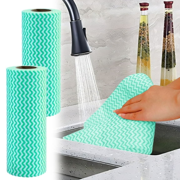 Djiypn Reusable Cleaning Wipe, Household &Kitchen Towels,Disposable Cleaning Cloth, Dish Cloth Dish Towels Dish Rags Reusable Kitchen Paper Towels, Wash Towels, 2 Rolls of 80 Sheets