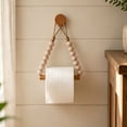 thumbnail image 1 of Djiypn Rope Wall Toilet Paper Holder, Rustic Tissue Rolls Paper Holder Wall Mounted, Nautical Rattan Bathroom Accessories Bathroom Decor - No Punching, 1 of 7