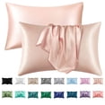 thumbnail image 1 of Djiypn Satin Pillowcase for Hair and Skin, Super Soft and Cooling Silk Pillow Cases 2 Pack with Envelope Closure, Gift for Women Men(20"x30" Queen Size, Beige), 1 of 8