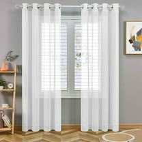 Djiypn Semi Sheer Curtains For Bedroom 98 Inches Long Grommet Vertical Window Curtains Drapes With Light Through For Living Room