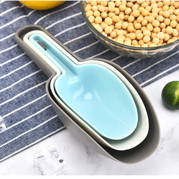 Djiypn Set of Three Versatile Plastic Spoons for Flour Grains and Ice, Easy Grip with Compact Storage, Food Safe Polypropylene, Multi Size for Kitchen Use