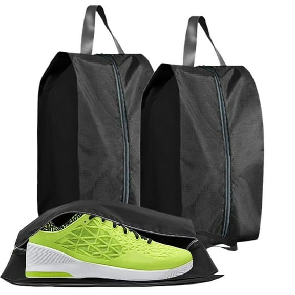 Djiypn Shoe Bags for Travel, 2 Pack Extra Durable Travel Shoe Bags for Storage and Packing, Reusable Water-proof Shoe Bag with Zipper and Handle, Portable Travel Essentials, Black