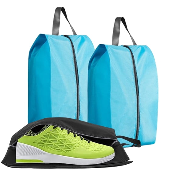 Djiypn Shoe Bags for Travel, 2 Pack Extra Durable Travel Shoe Bags for Storage and Packing, Reusable Water-proof Shoe Bag with Zipper and Handle, Portable Travel Essentials, Sky Blue