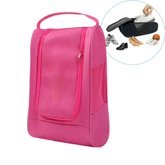 Djiypn Shoe Bags for Travel - Portable Oxford Shoes Storage Bag, Side Mesh Windows Shoe Pouch, Shoe Packing Cubes for Men Women - (Hot Pink, 1Pack)